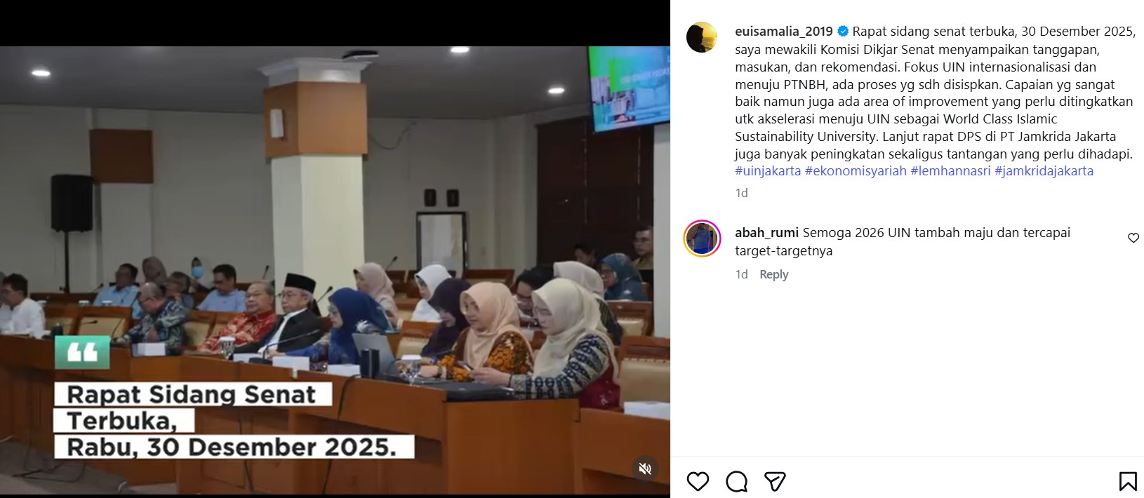 Akselerasi UIN Jakarta: Menuju World Class Islamic Sustainability University Rapat Senat Terbuka UIN Jakarta