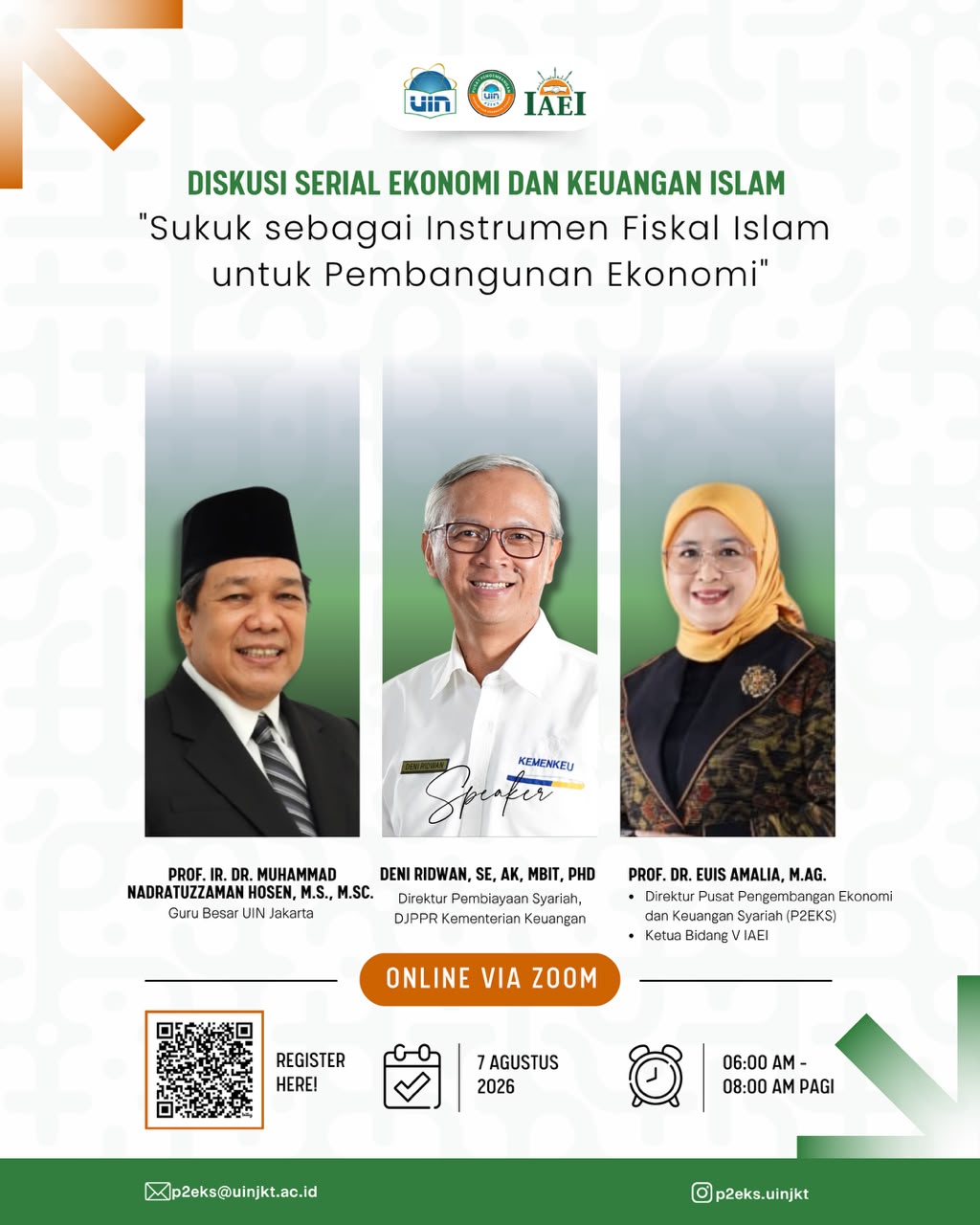 Flyer Diskusi Serial Ekonomi dan Keuangan Islam - Sukuk sebagai Instrumen Fiskal Islam untuk Pembangunan Ekonomi